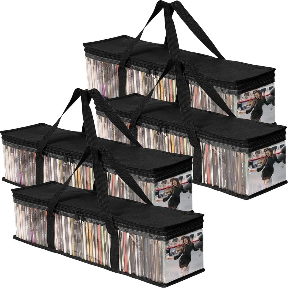 6 Pack DVD Storage Bags Clear Media Organizer Cases w Handles Zip - Kwikley