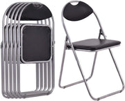 6 Pack Folding Chairs Padded PVC Seat Metal Frame 115kg - Kwikley