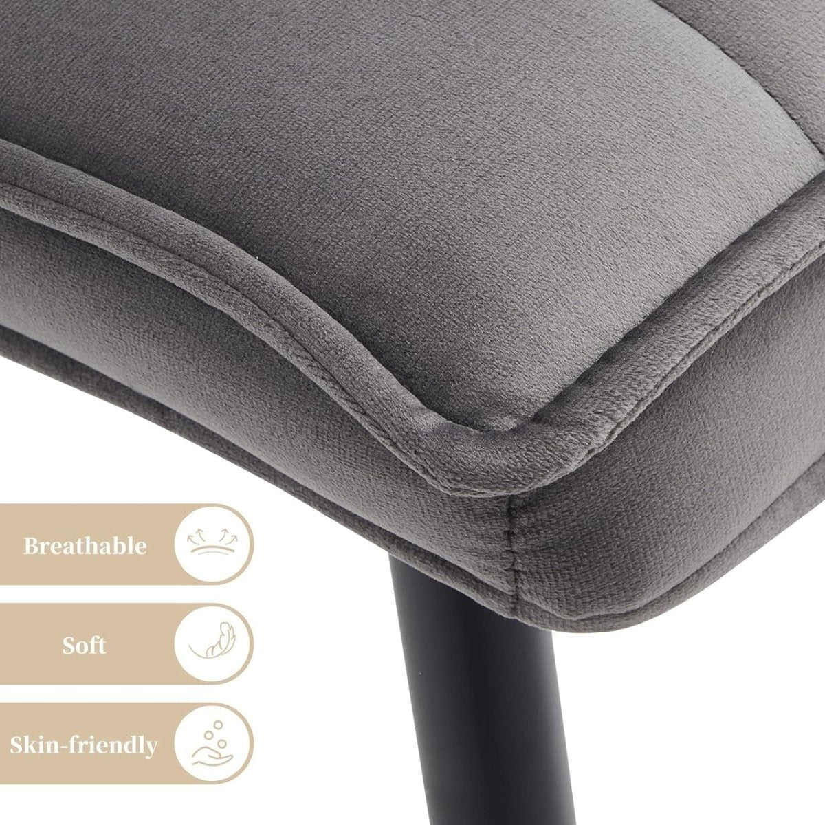6 Pack Velvet Dining Chairs Upholstered Kitchen Chairs Metal Legs Grey - Kwikley