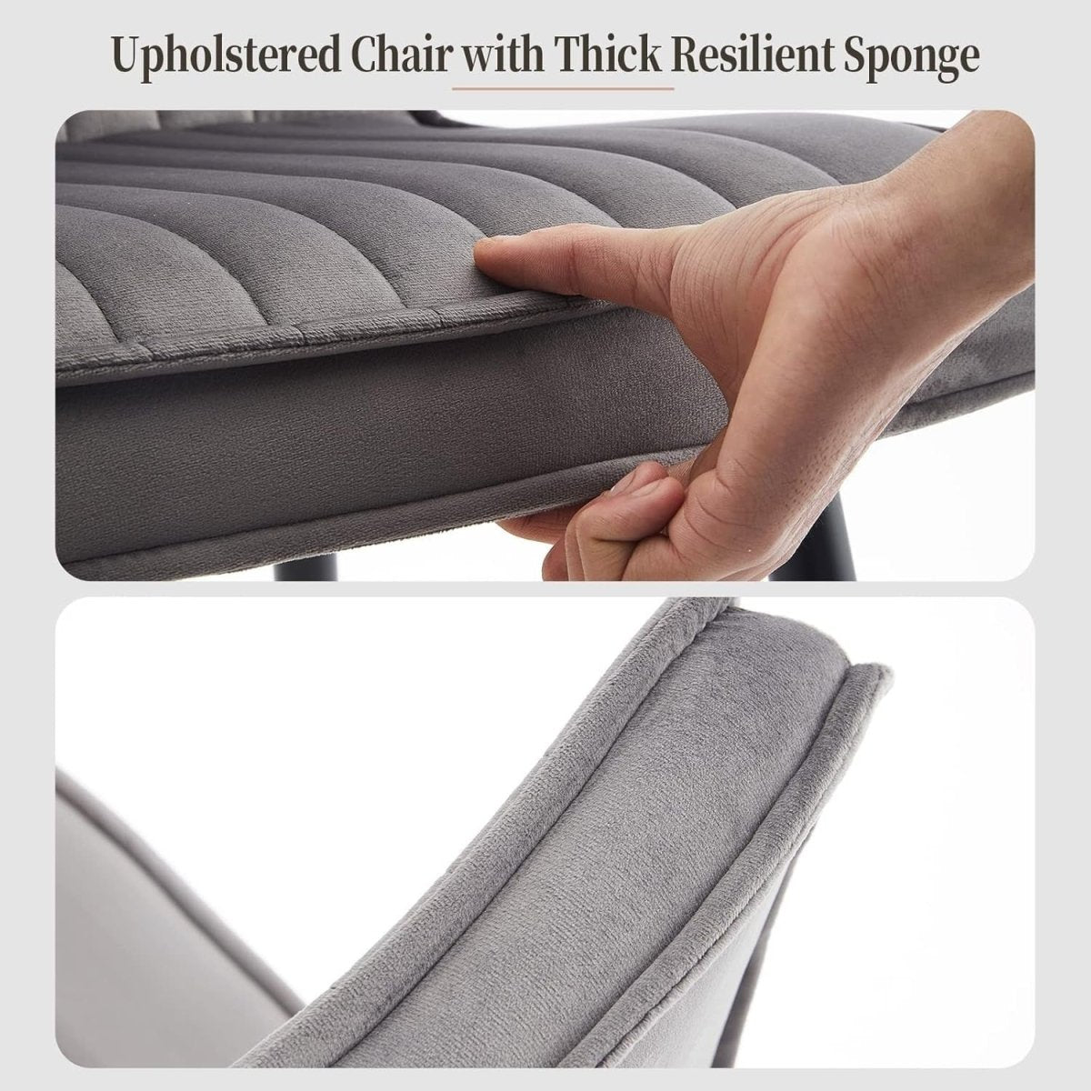 6 Pack Velvet Dining Chairs Upholstered Kitchen Chairs Metal Legs Grey - Kwikley