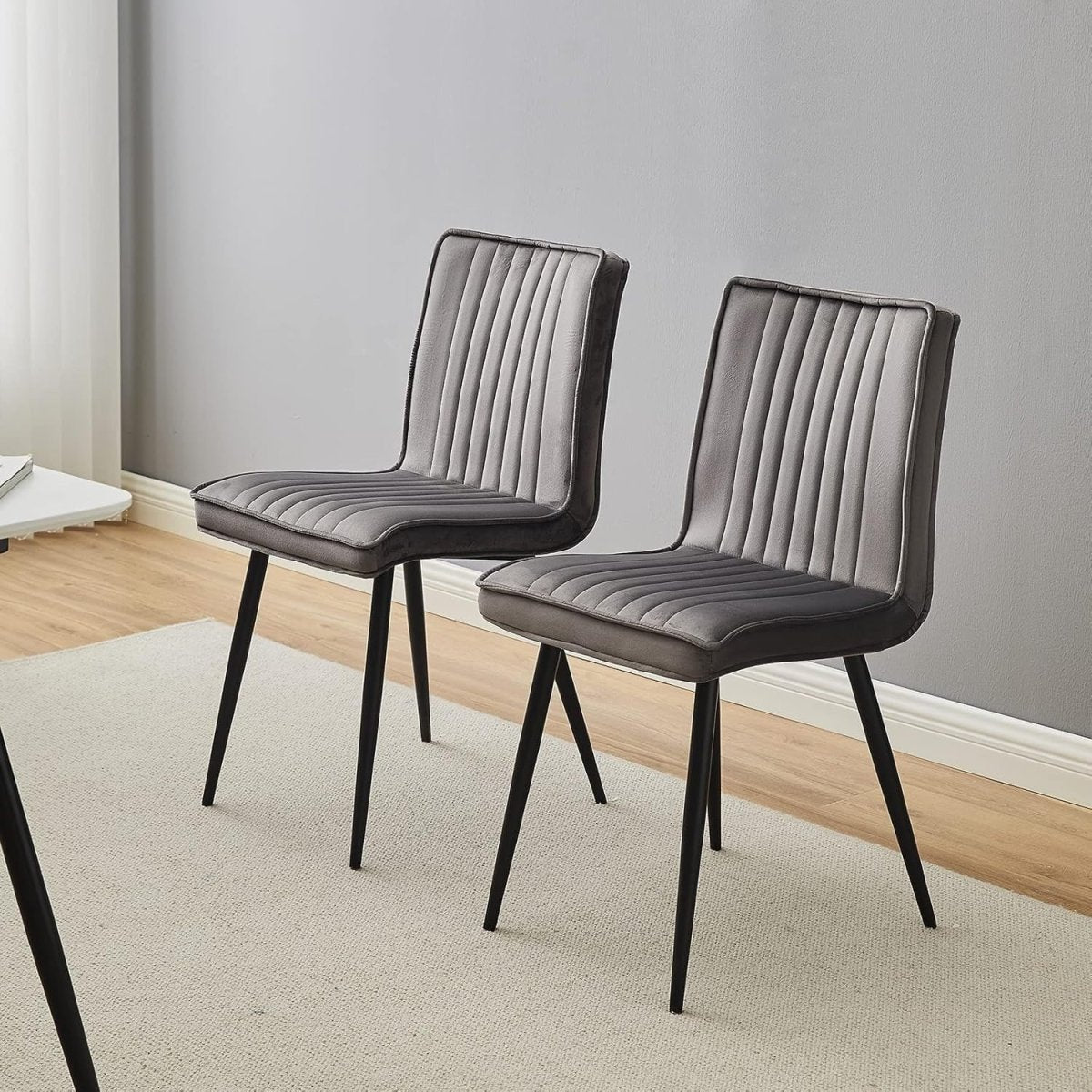 6 Pack Velvet Dining Chairs Upholstered Kitchen Chairs Metal Legs Grey - Kwikley