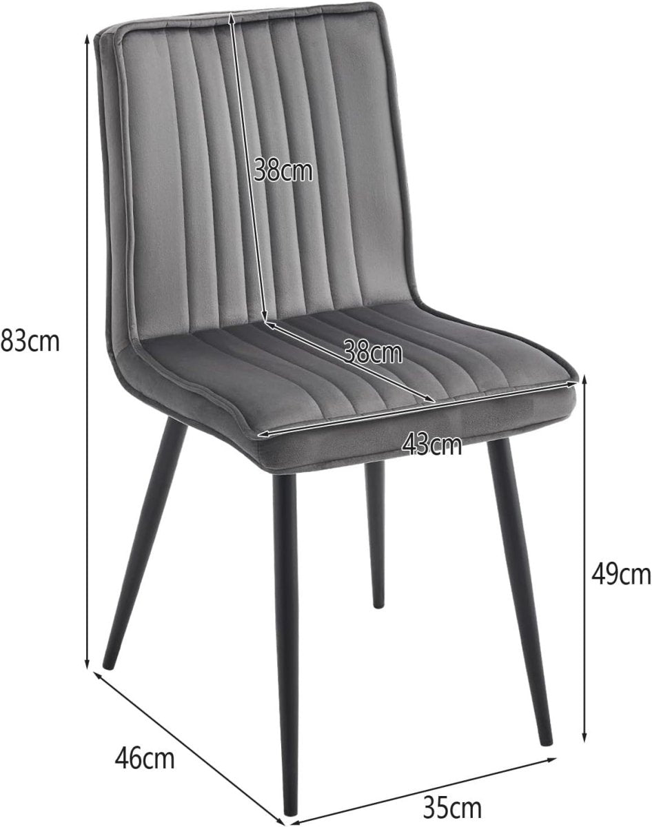 6 Pack Velvet Dining Chairs Upholstered Kitchen Chairs Metal Legs Grey - Kwikley