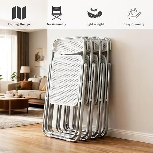 6 - Pack White Plastic Folding Chairs Stackable Portable Indoor Outdoor Party Seat - Kwikley