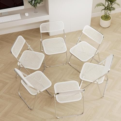 6 - Pack White Plastic Folding Chairs Stackable Portable Indoor Outdoor Party Seat - Kwikley