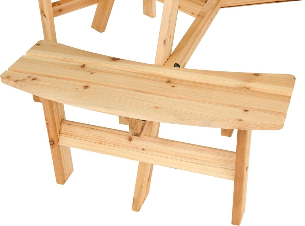 6 Seater Round Garden Bench Table Cedar Wood Parasol Ready Outdoor - Kwikley