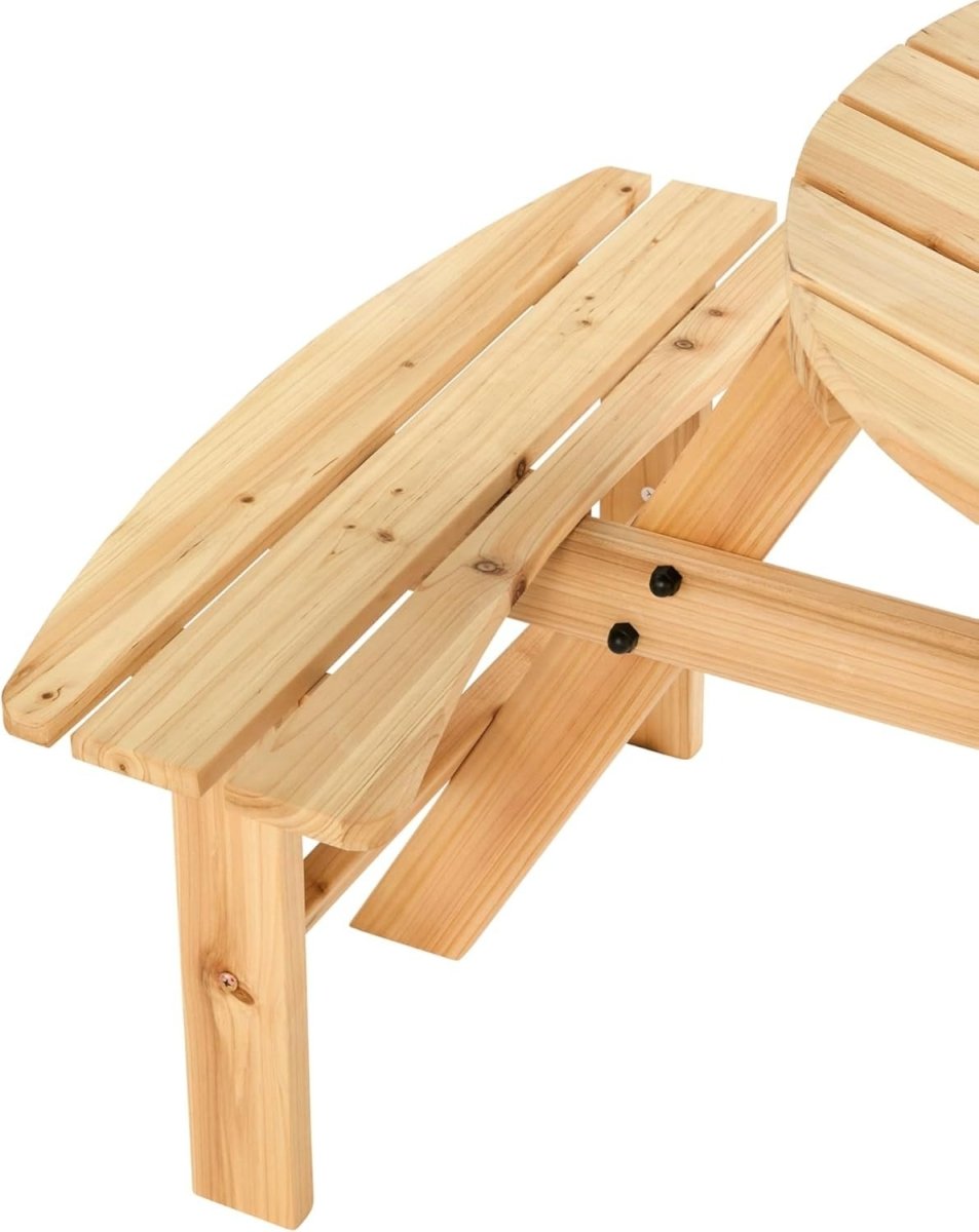 6 Seater Round Garden Bench Table Cedar Wood Parasol Ready Outdoor - Kwikley