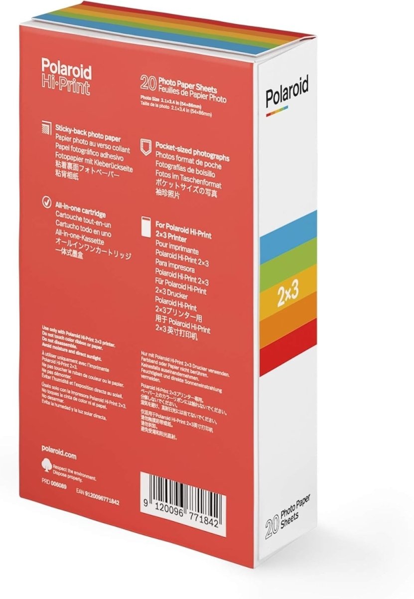 60 Sheets Photo Paper Cartridge 2x3 Sticky Back Printer Refill Pack - Kwikley