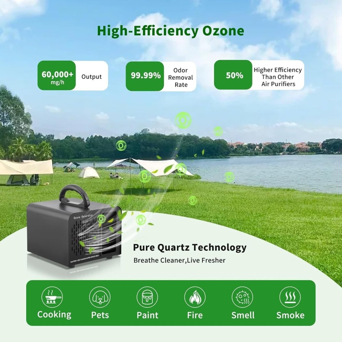 60000mg Ozone Generator Air Purifier Odour Smoke Removal Timer - Kwikley