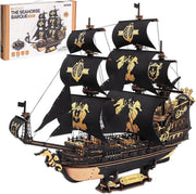 603pc Wooden Sailing Ship Model Kit 3D Puzzle DIY Nautical Build - Kwikley