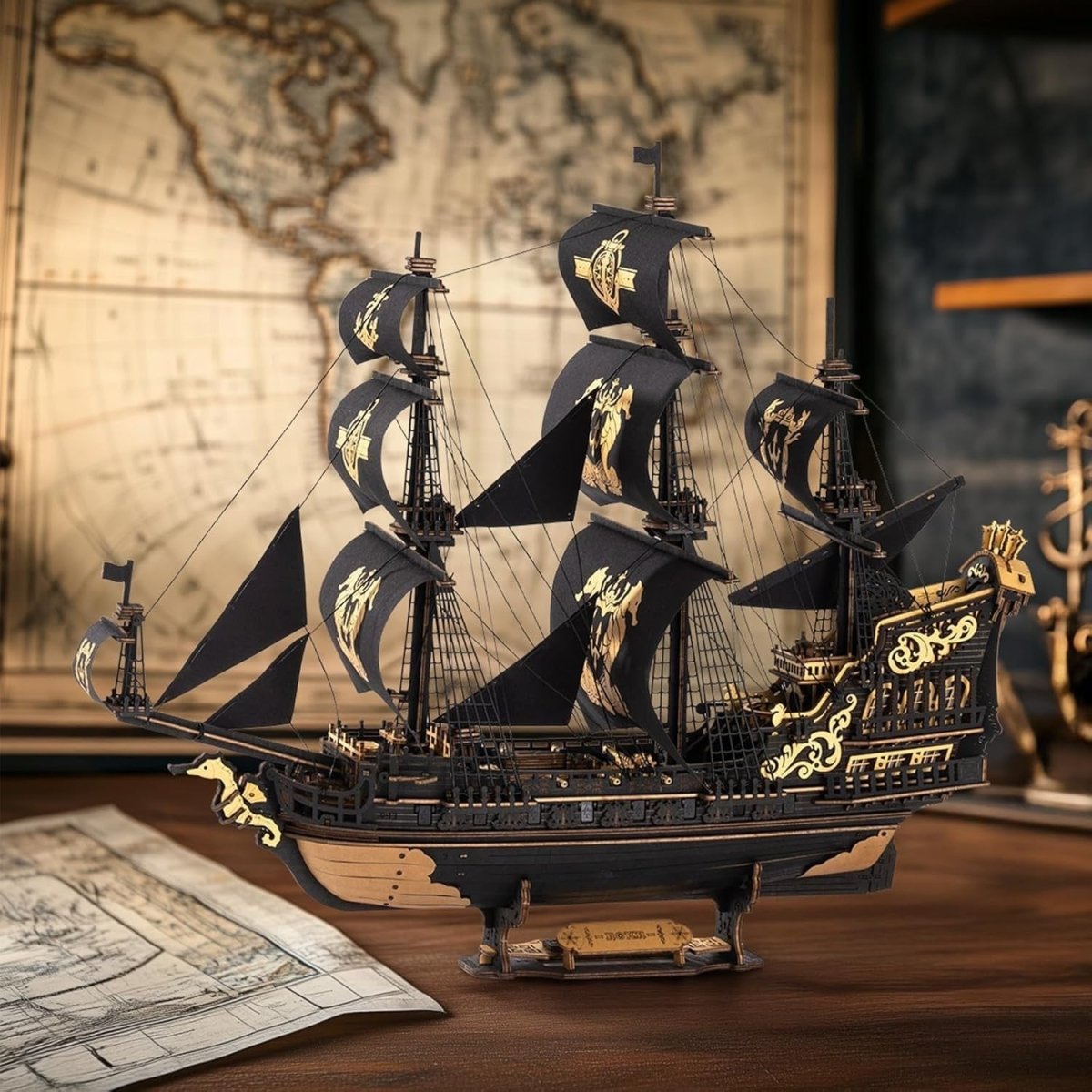 603pc Wooden Sailing Ship Model Kit 3D Puzzle DIY Nautical Build - Kwikley