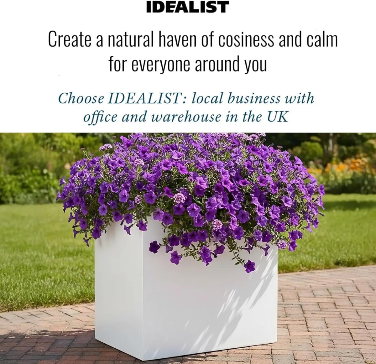 60cm Large Trough Planter White Stone Effect Outdoor Plant Pot - Kwikley