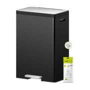 60L Dual Recycling Kitchen Bin 30L+30L Matt Black Soft - Kwikley