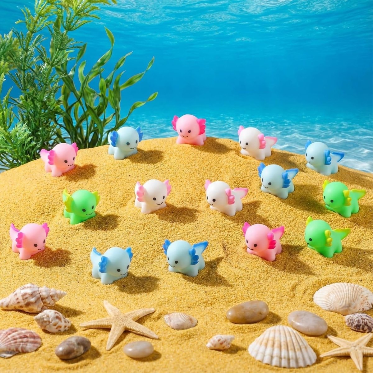 60pcs Mini Axolotl Stress Relief Fidget Toys Cute Sensory Squeeze Gifts - Kwikley
