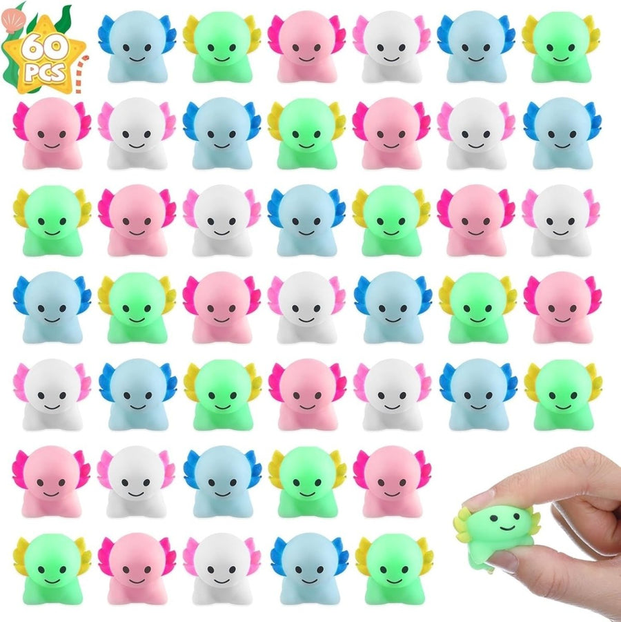 60pcs Mini Axolotl Stress Relief Fidget Toys Cute Sensory Squeeze Gifts - Kwikley
