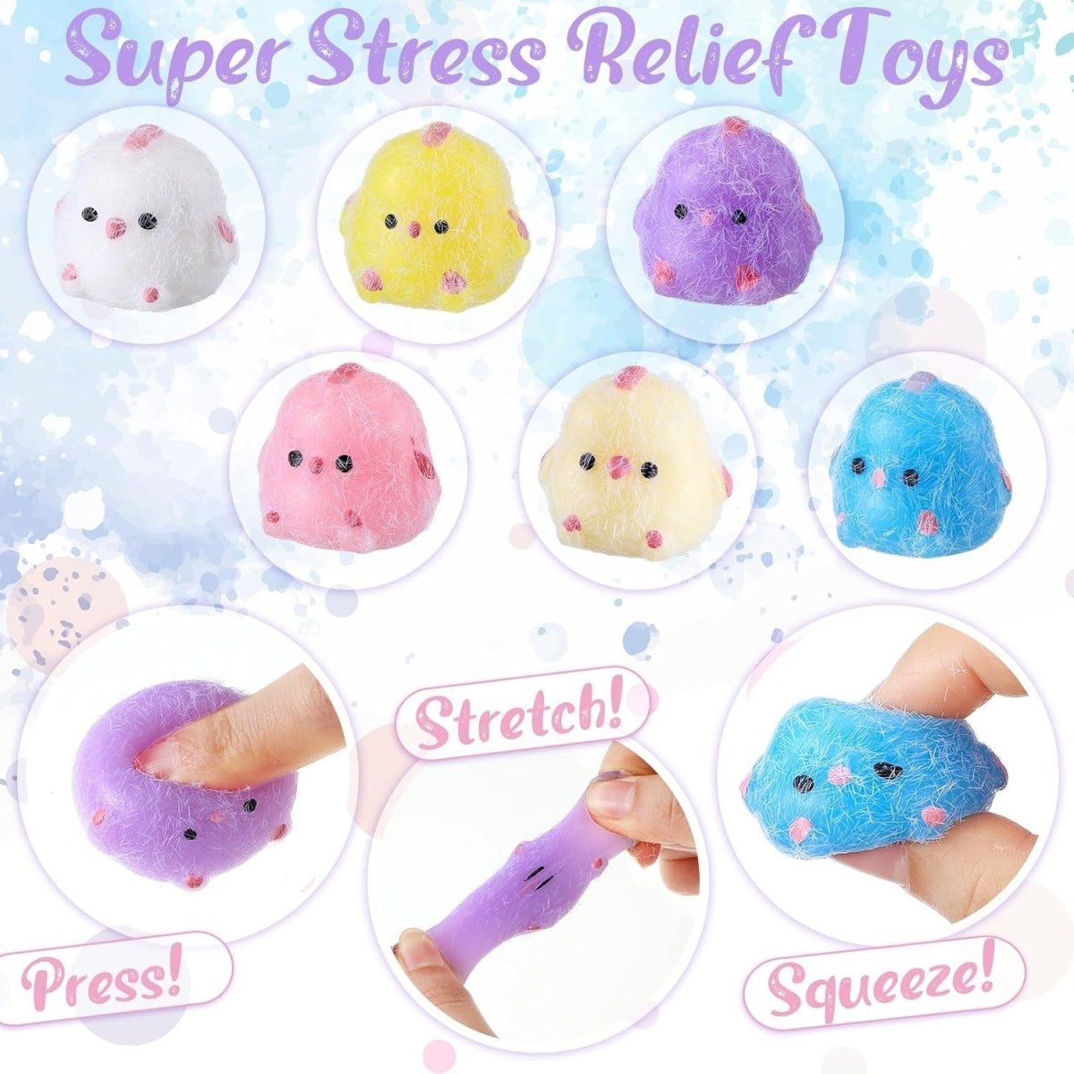 60pcs Mini Chick Stress Relief Fidget Toys Cute Sensory Squeeze Gifts - Kwikley