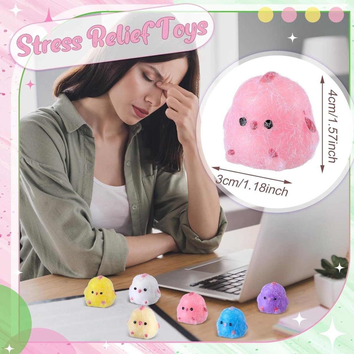 60pcs Mini Chick Stress Relief Fidget Toys Cute Sensory Squeeze Gifts - Kwikley