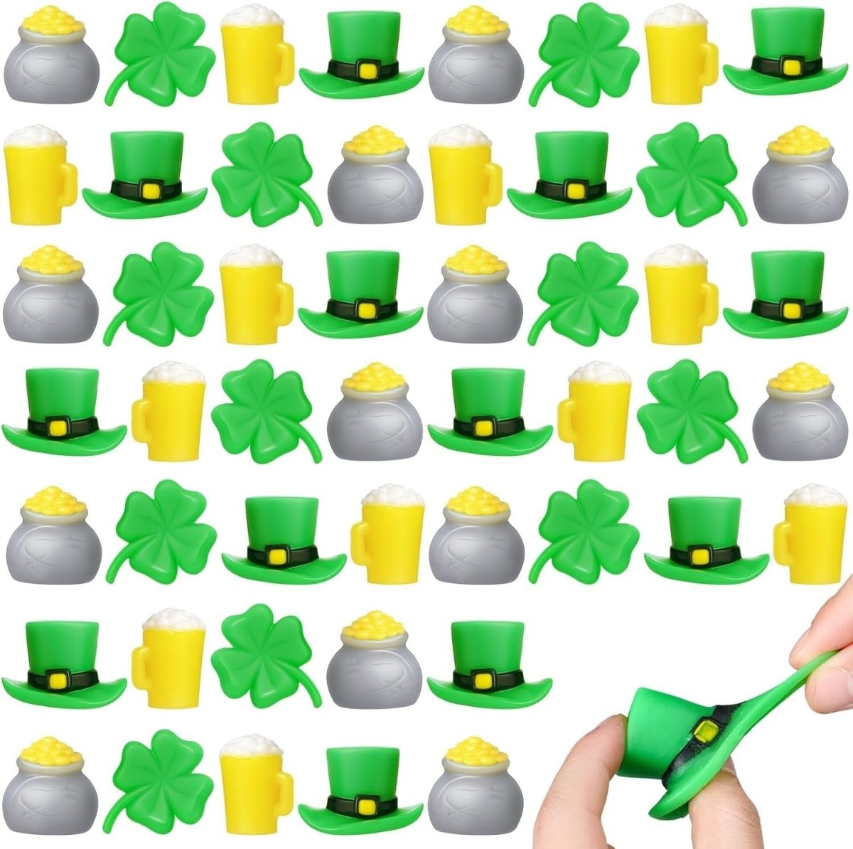 60pcs St Patrick’s Day Mini Shamrock Squeeze Fidget Toys Stress Relief - Kwikley