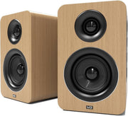 60W Bluetooth Bookshelf Speakers Oak Carbon Fibre Drivers Optical USB - Kwikley