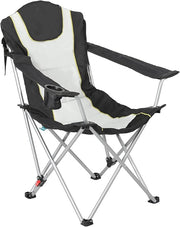 Reclining Foldable Camping Chair with Cup Holder Black