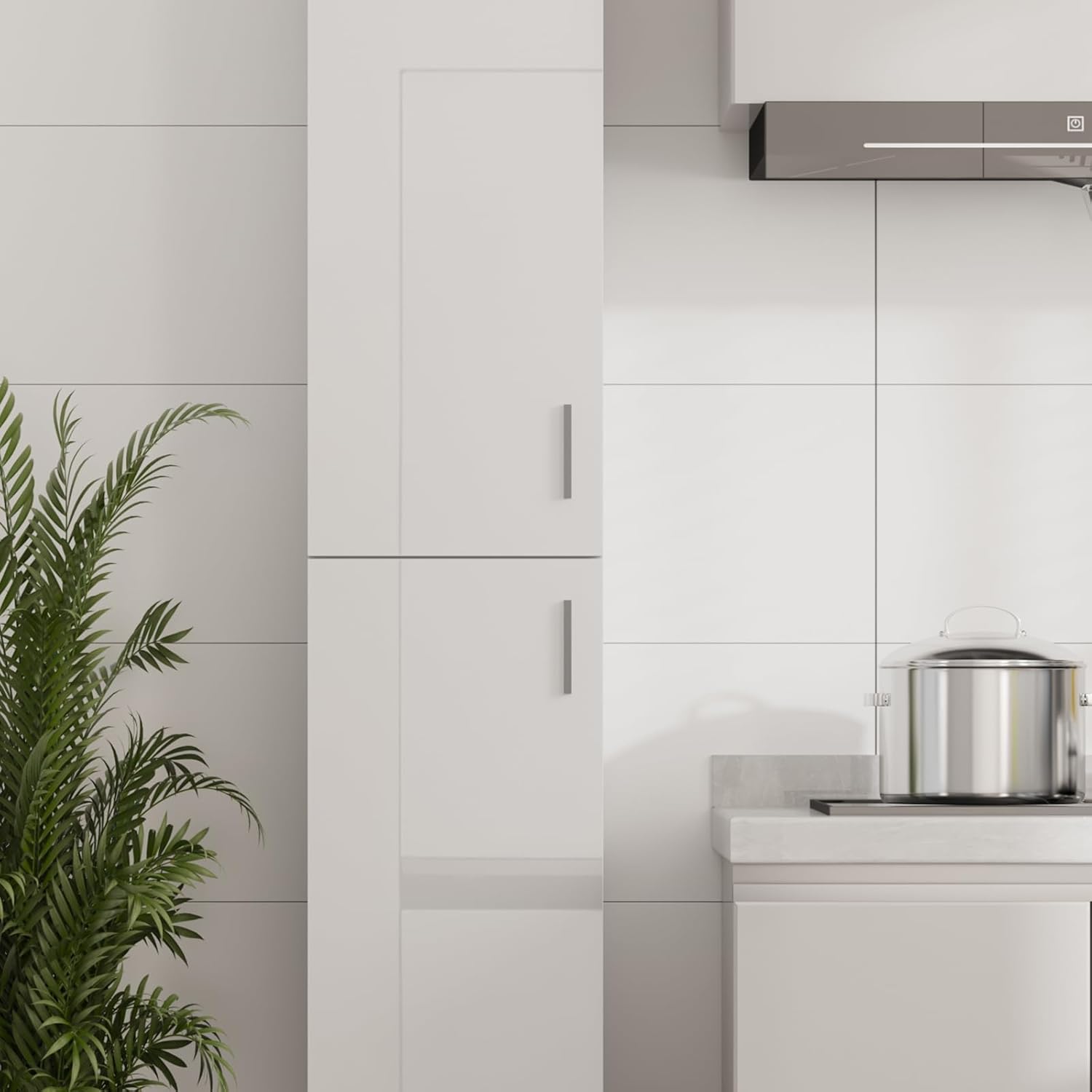 Tall Slim High Gloss Storage Cabinet White 2 Door Shelf Unit