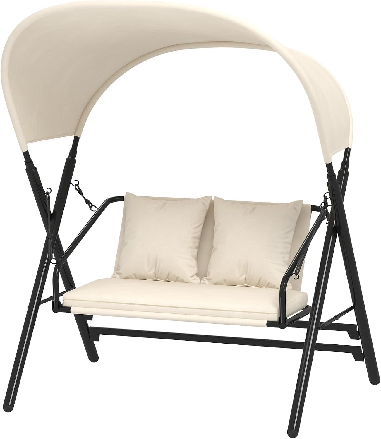 2 Seater Garden Swing Seat Canopy Cushions Metal Frame 272kg