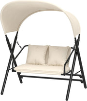 2 Seater Garden Swing Seat Canopy Cushions Metal Frame 272kg