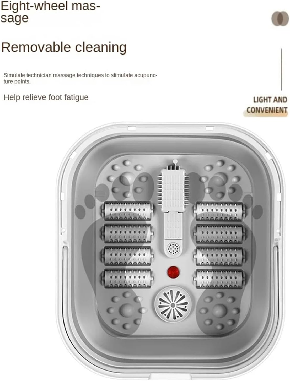 Foldable Foot Spa Bath Heat Massage Rollers Red Light Tub
