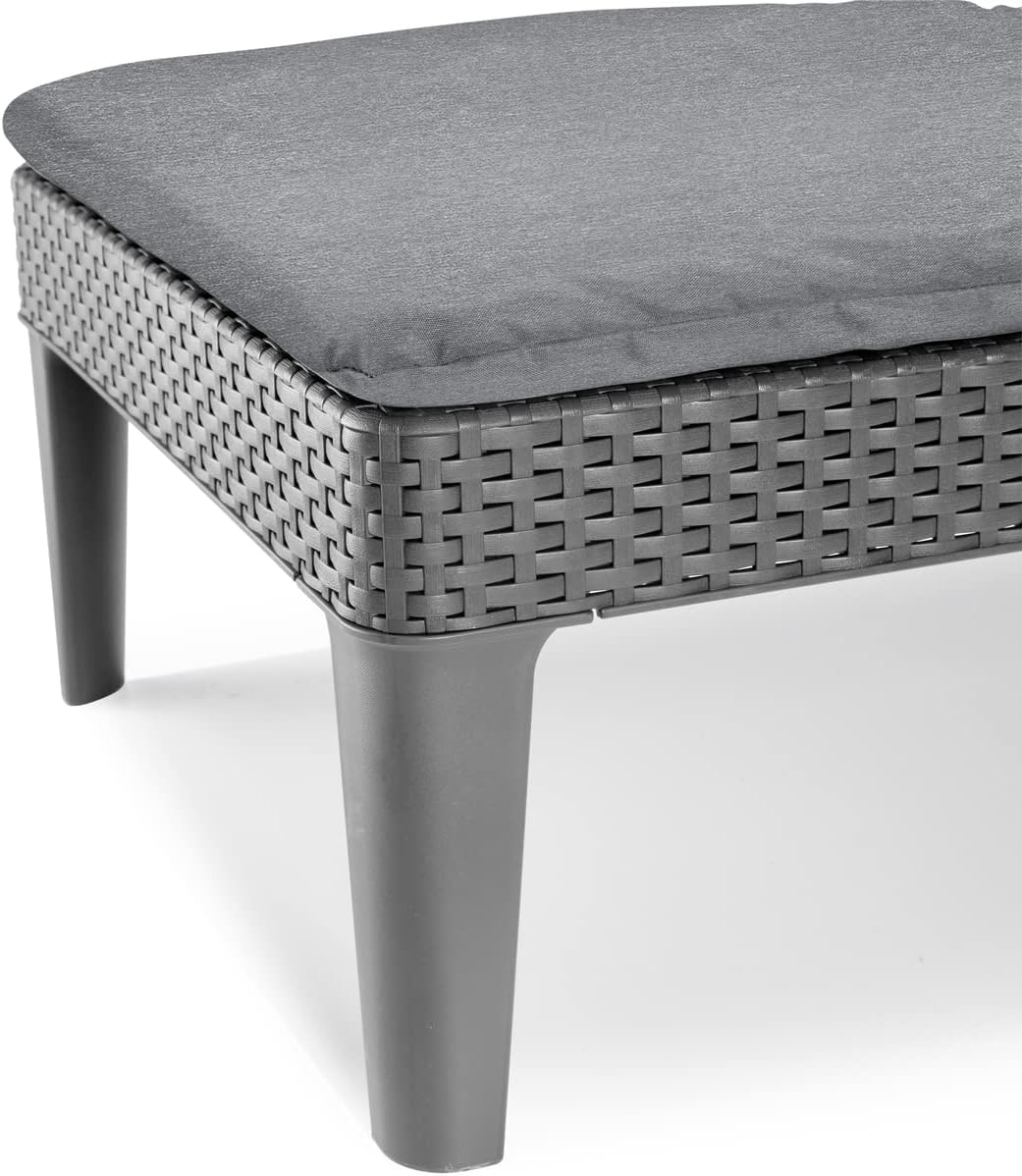 Folding Garden Sun Lounger Adjustable Backrest Cushion Grey
