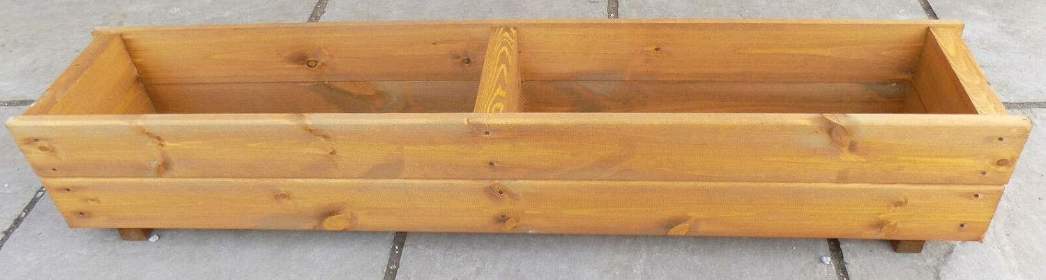 Set of 2 Large Wooden Trough Planters 120cm Garden Boxes