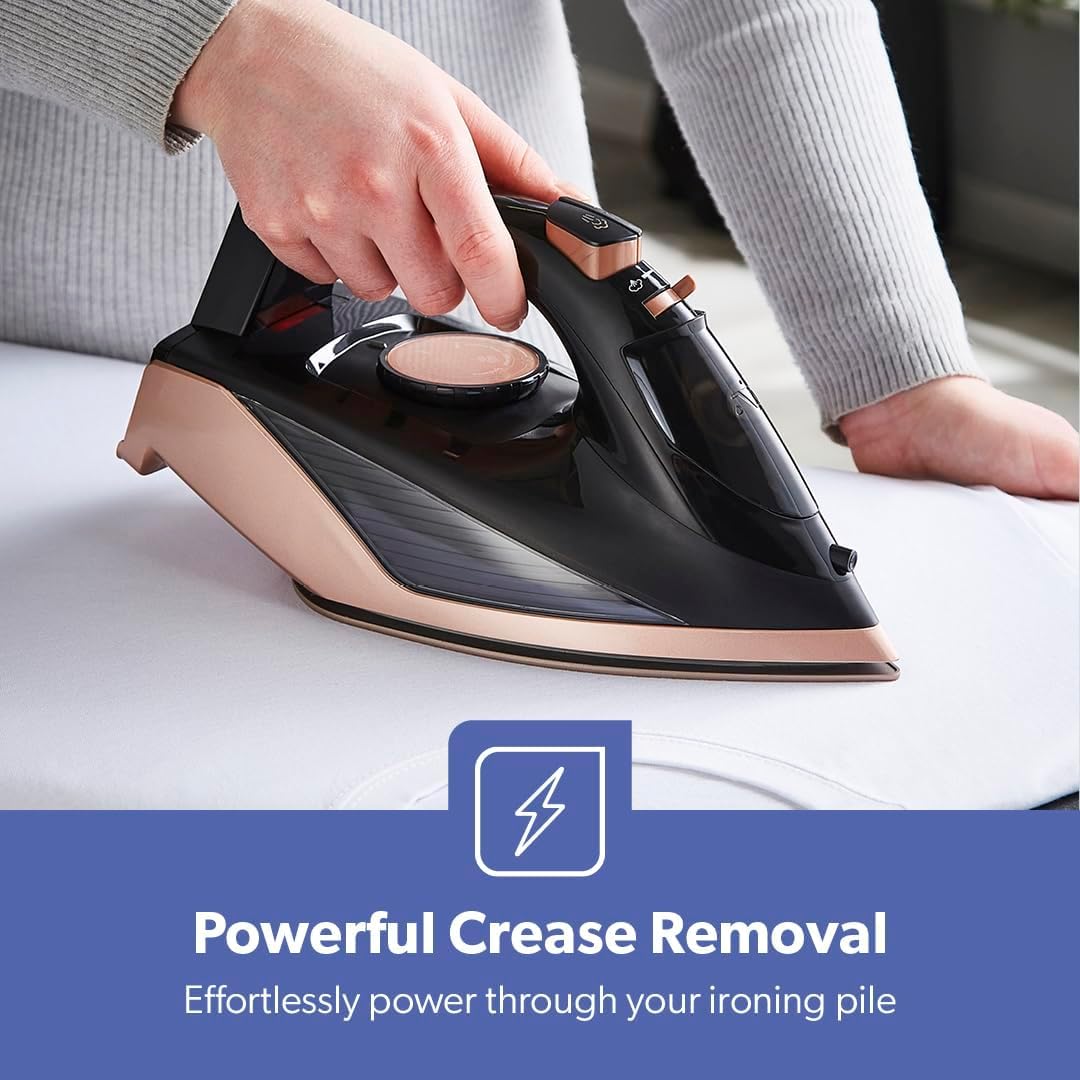 2200W Steam Iron Ceramic Soleplate 300ml Tank Fast Heat