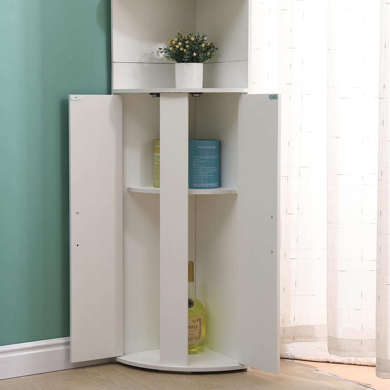 Tall Slim Bathroom Cabinet White Corner Storage Shelves Unit