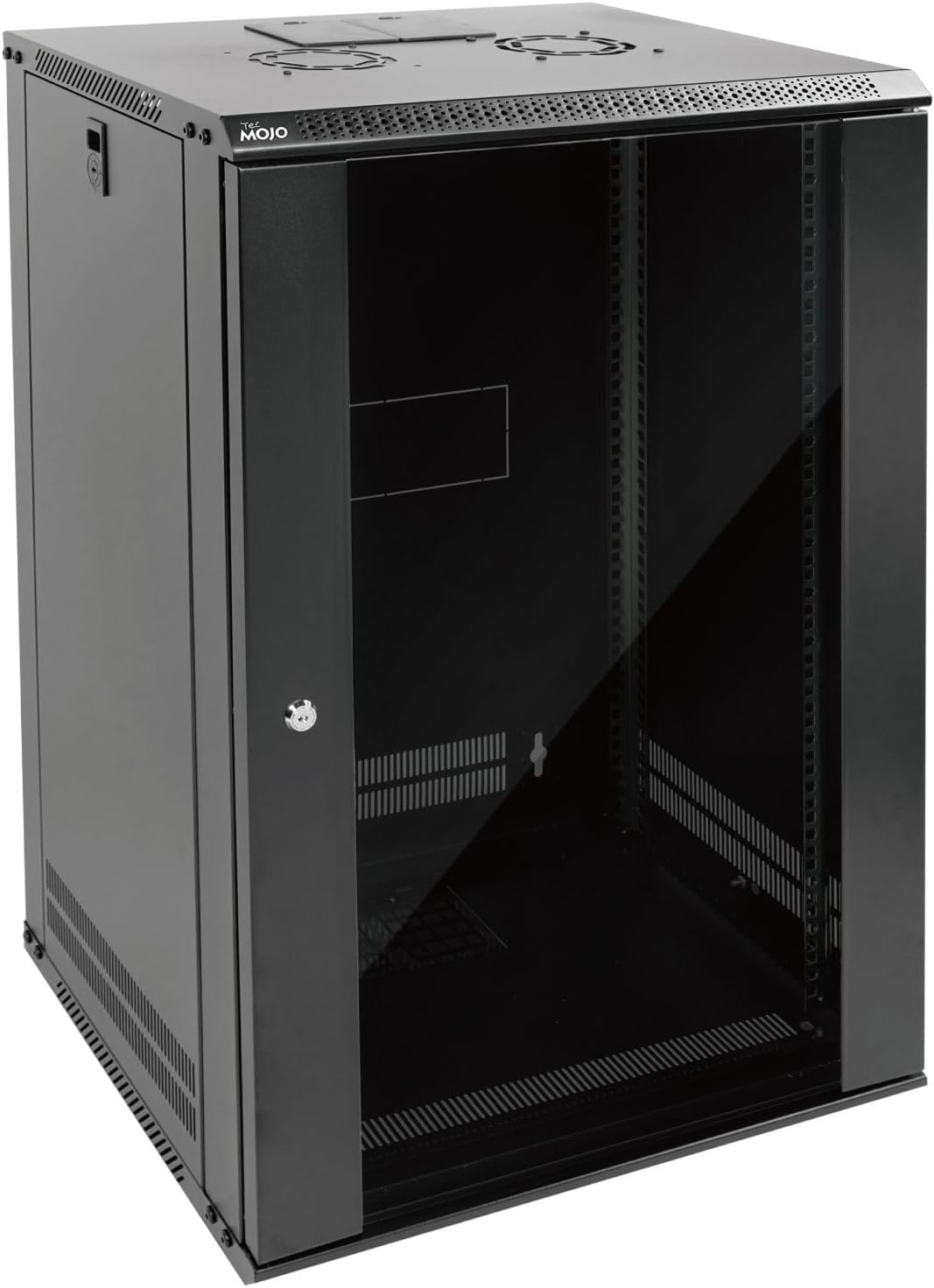 18U Wall Mount Server Cabinet 450mm Glass Door Black