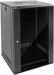 18U Wall Mount Server Cabinet 450mm Glass Door Black