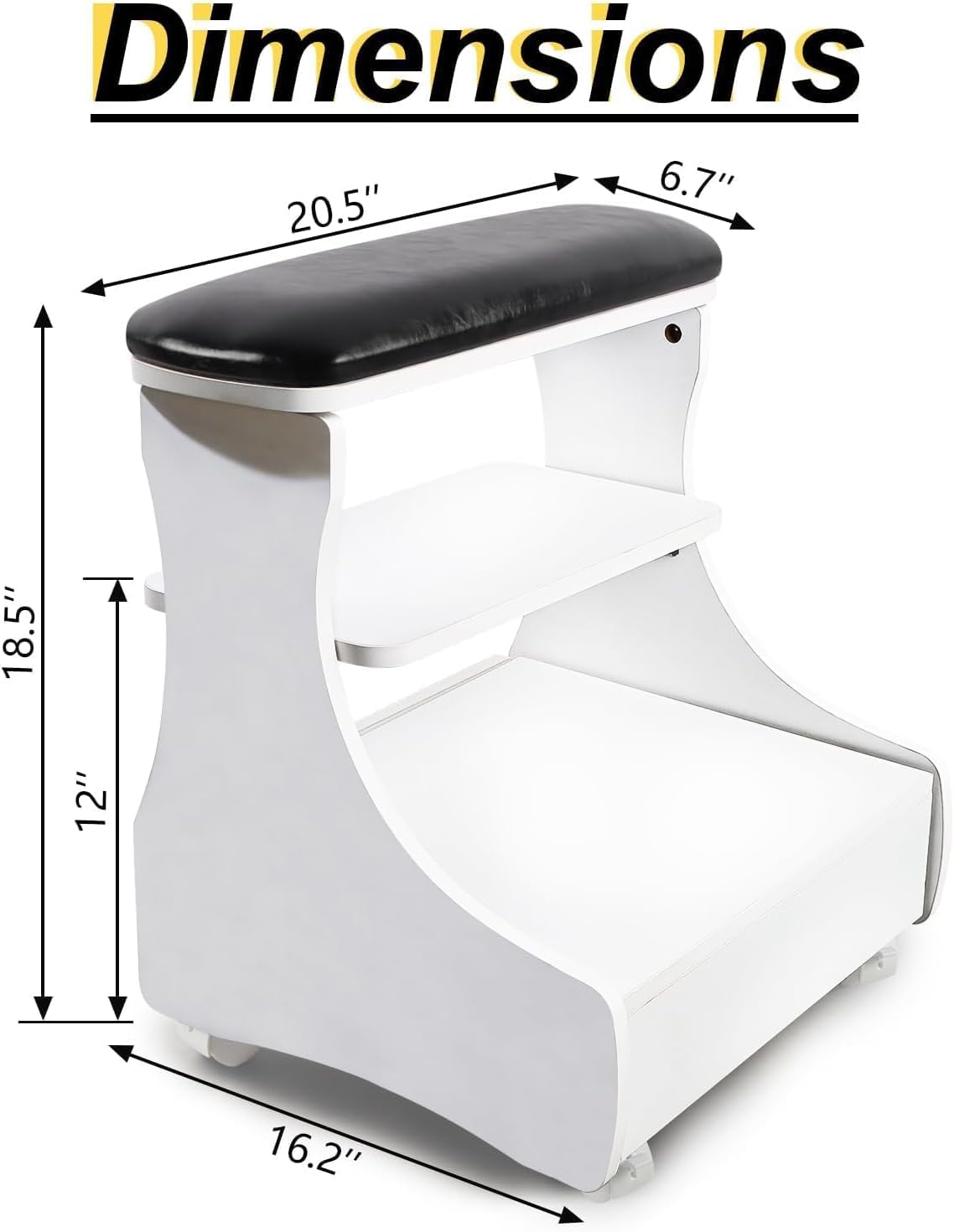 Mobile Pedicure Foot Rest Trolley PU Leather Nail Stool Storage