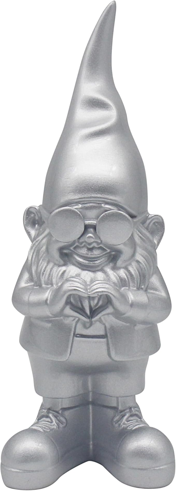 Love Heart Gnome Statue Silver 20cm Indoor Outdoor Home Decor