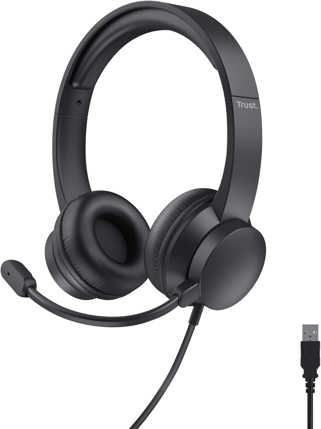 USB On Ear Headset with Mic Lightweight PC Laptop Office Calls
