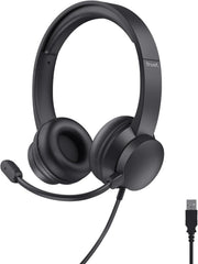 USB On Ear Headset with Mic Lightweight PC Laptop Office Calls
