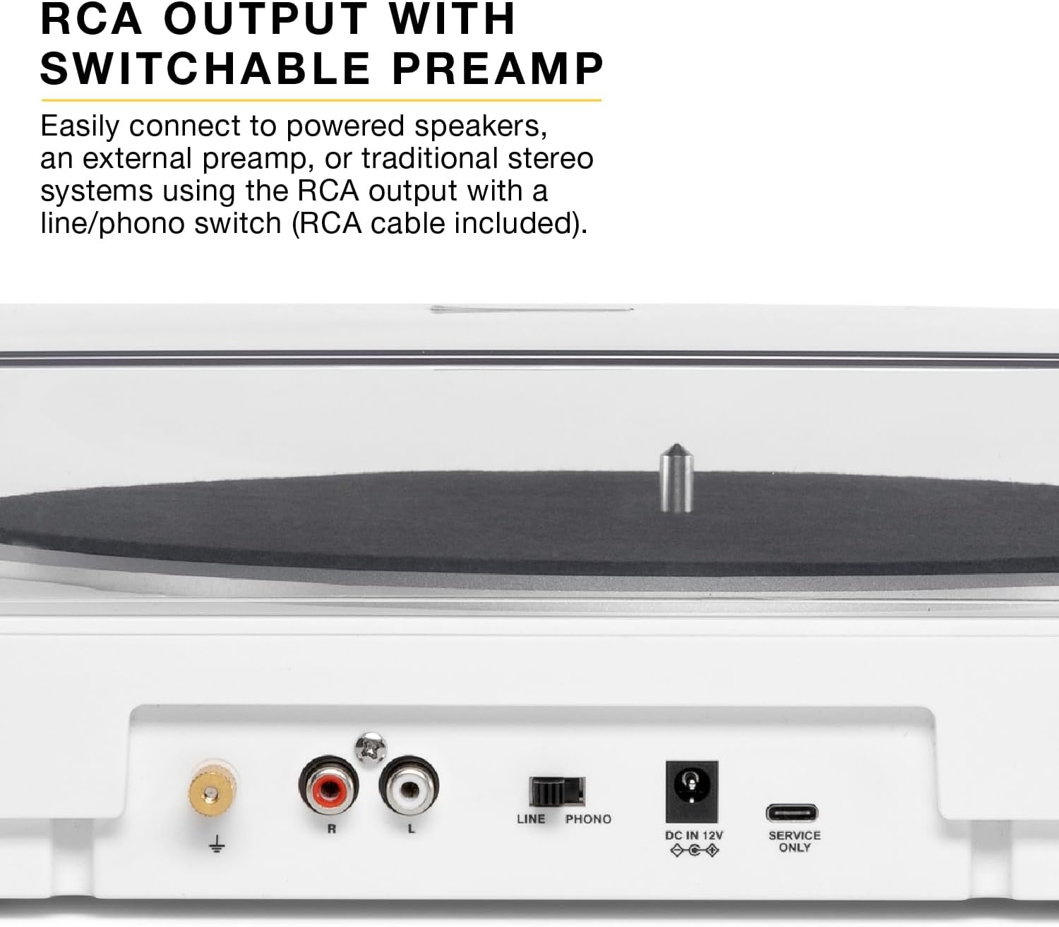 Automatic Bluetooth Turntable 2 Speed Record Player Black