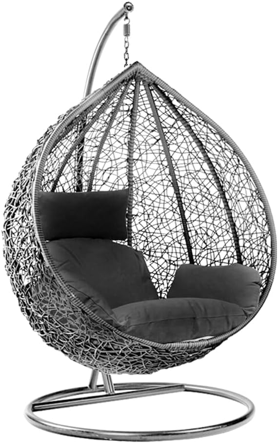 Luxury Black Egg Swing Chair with Stand Cushion
