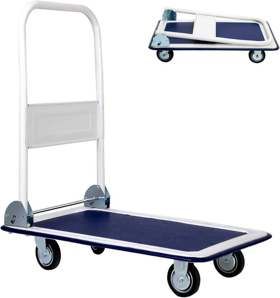 Heavy Duty Platform Trolley 150KG Flatbed Cart Blue