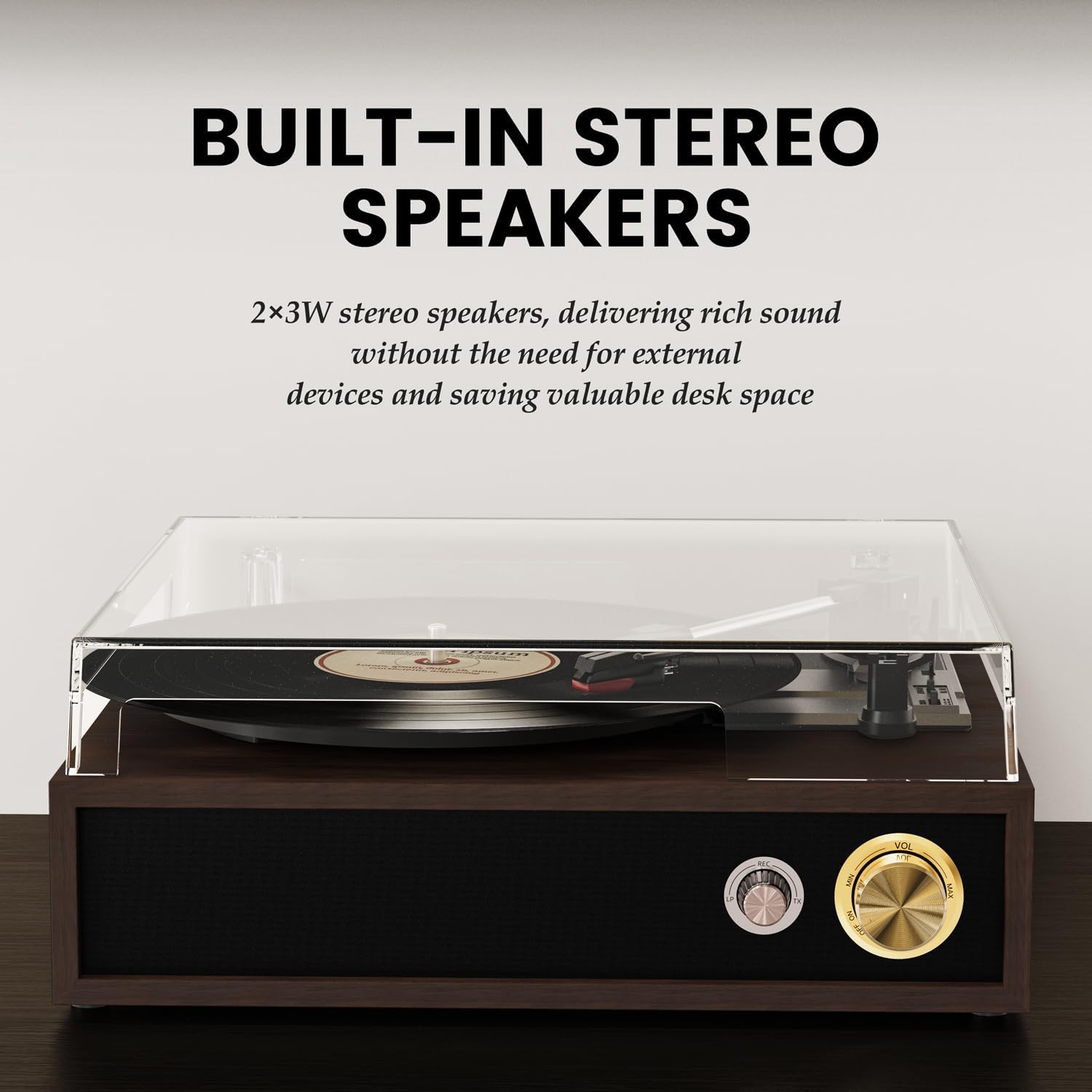 Bluetooth Record Player 3 Speed USB MP3 Recording Walnut