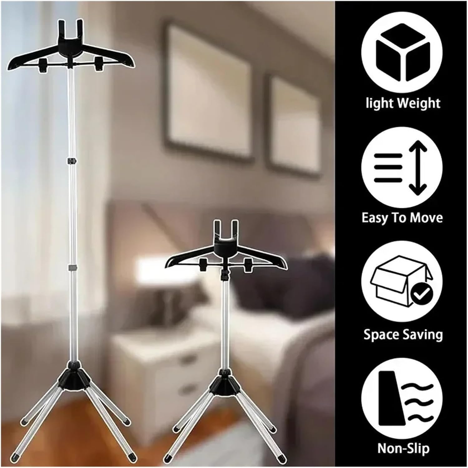 Clothes Steamer Stand Adjustable Garment Rack Foldable Hanger
