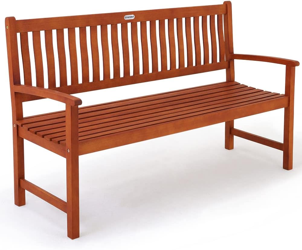 3 Seater Wooden Garden Bench 152cm Eucalyptus Outdoor Patio Bench