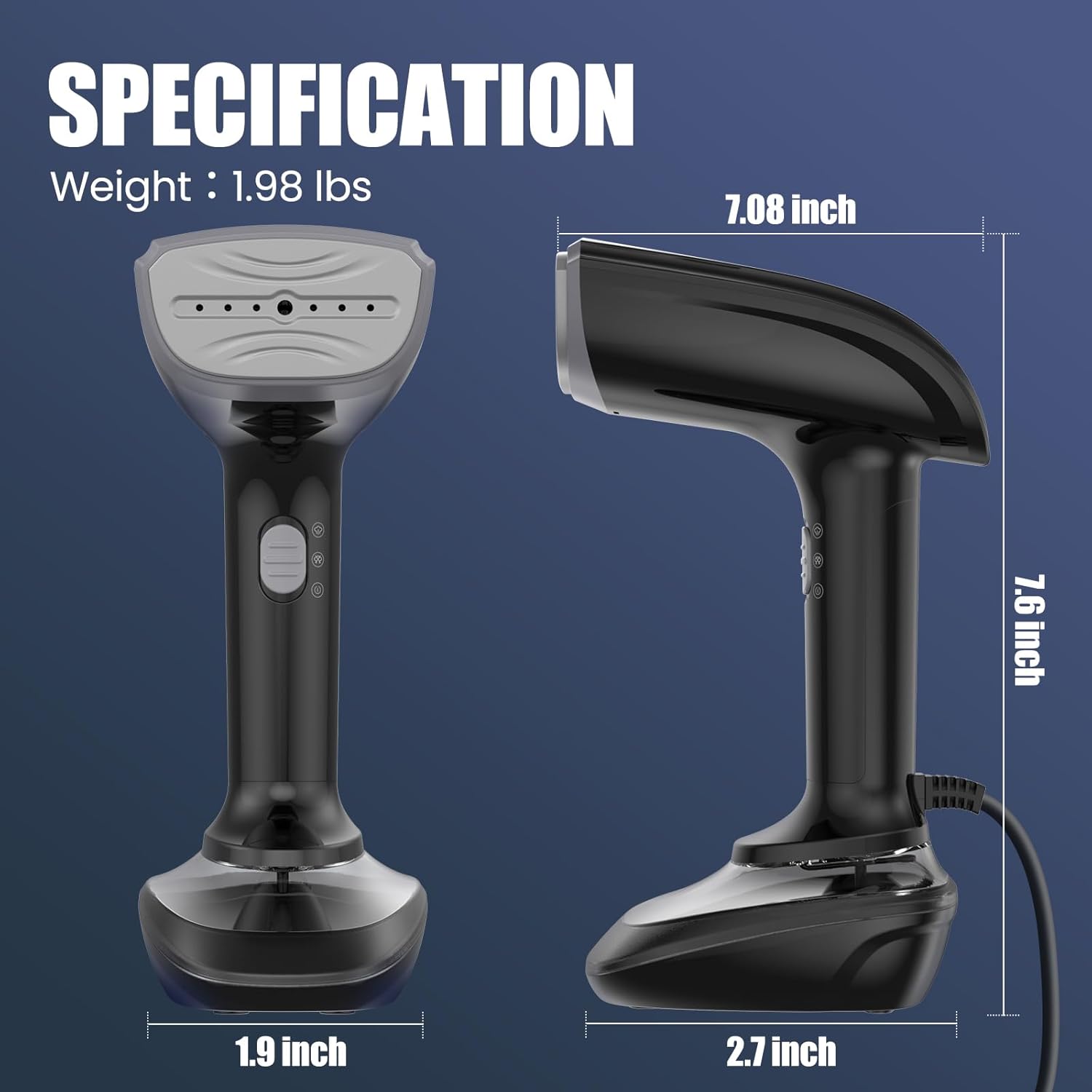1800W Handheld Garment Steamer 2 In 1 Iron Fast Heat 300ml Tank