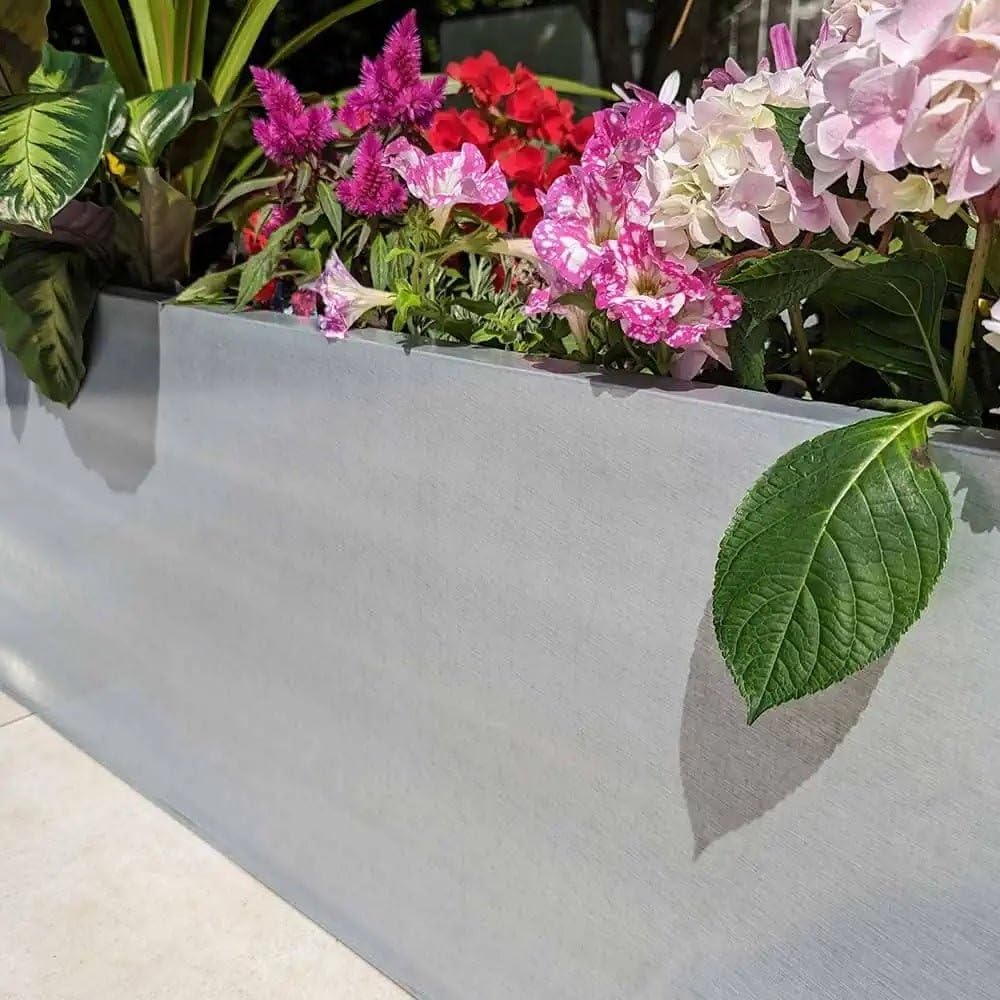 Large Silver Metal Trough Planter Galvanised Garden Box 100cm