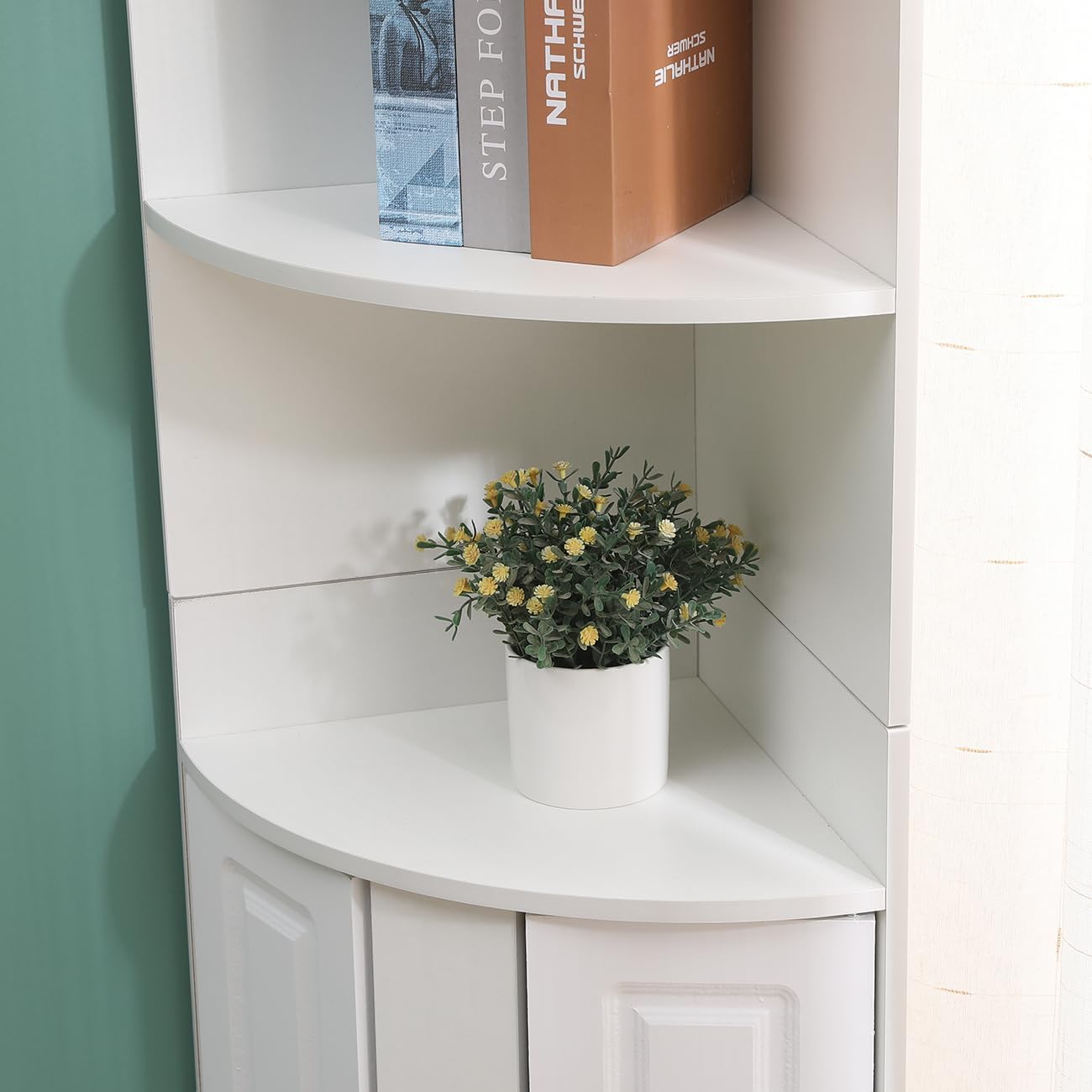 Tall Slim Bathroom Cabinet White Corner Storage Shelves Unit