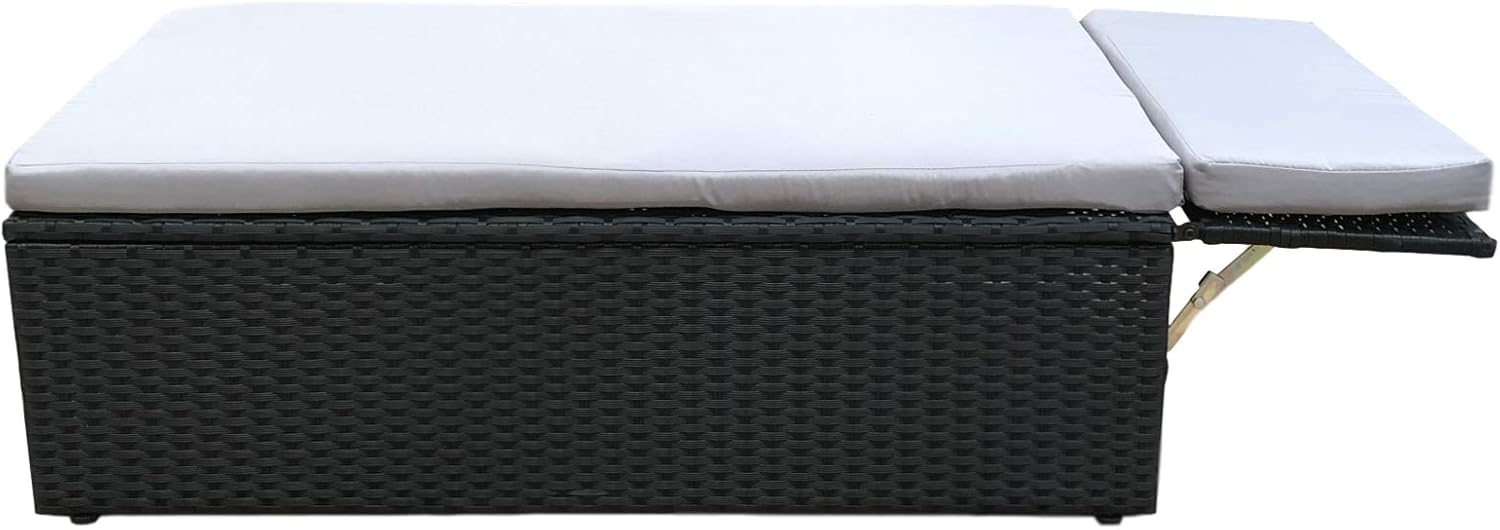 Rattan Love Bed 2 Seater Garden Lounge Sofa Black