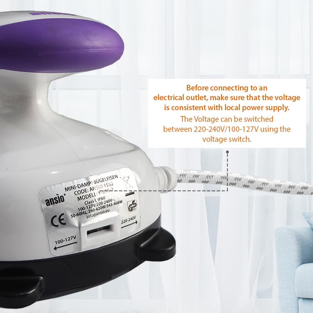Mini Travel Steam Iron 408W Ceramic Soleplate Dual Voltage Compact