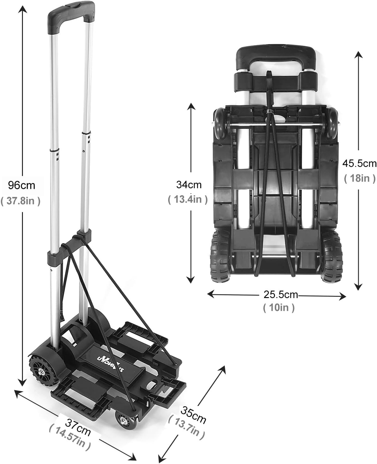 Folding Hand Truck Trolley 45KG 4 Wheel Aluminium Cart