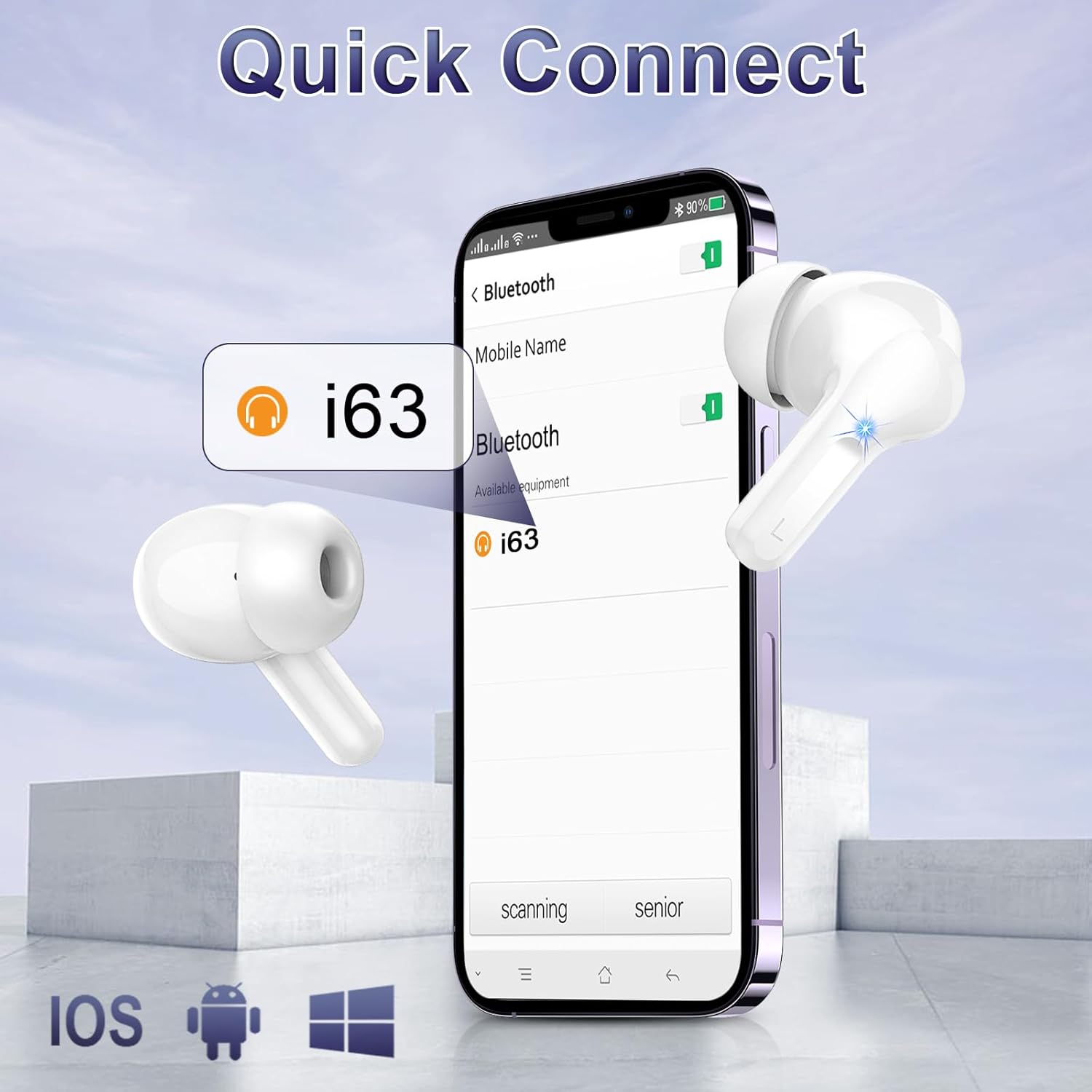 Bluetooth 5.3 Wireless Earbuds ENC Noise Cancelling 40H LED Display